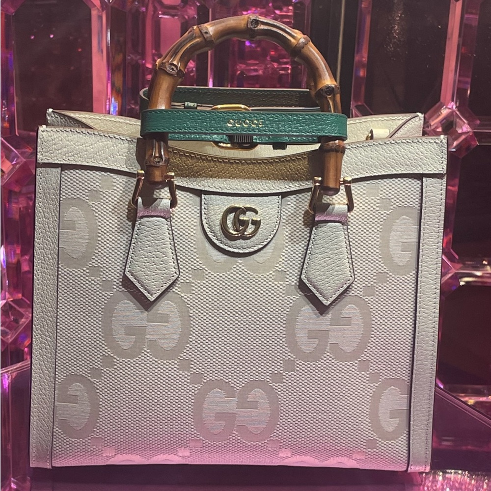 Gucci Diana Jumbo GG Tote Bag- White